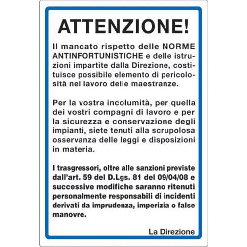 Cart. Alluminio Attenzione rispettare le 700X500mm norme ant,
