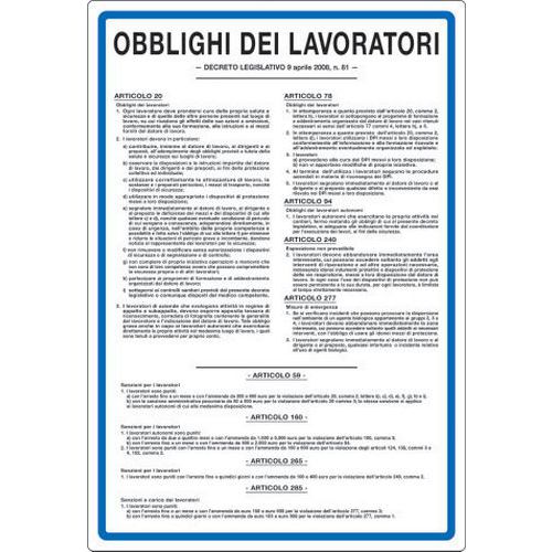 Cart. Alluminio D. Lgs. 81 700X500mm Del 09.04.2008,