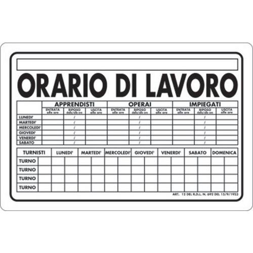 Cart. Alluminio orario 500x350mm Di Lavoro 1,