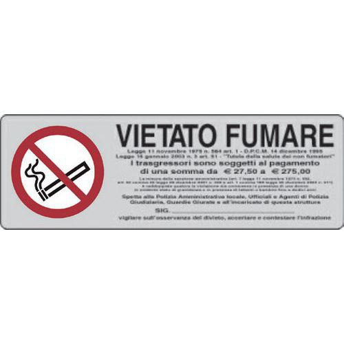targhetta per int. Vietato fumare con 100x300mm Legge 11 Nov,
