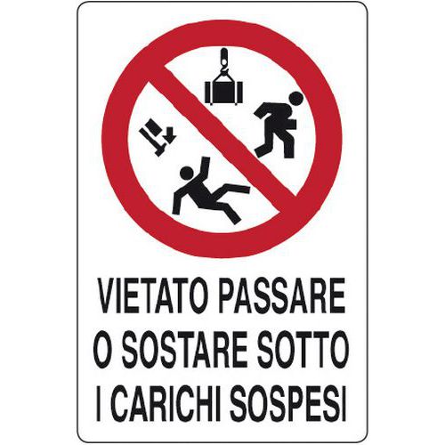 Cart. Alluminio Simbolo vietato passare 300x200mm con scritt,