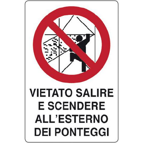 Cart. Alluminio Simbolo e scritta 300x200mm Viet.Salire sce,