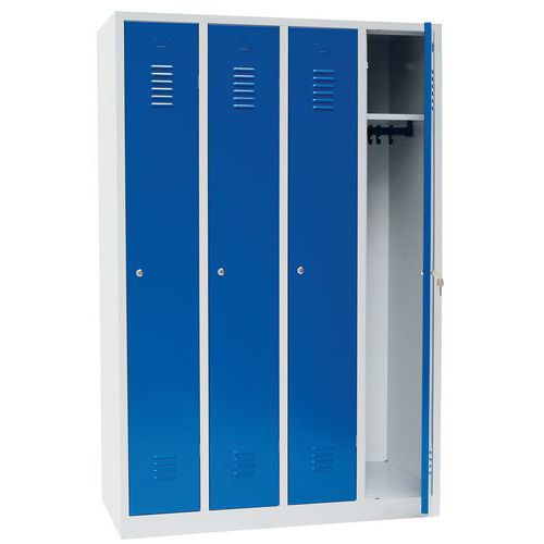 Armadietto IP blu 4 col da montare, serr a chiave, con base,