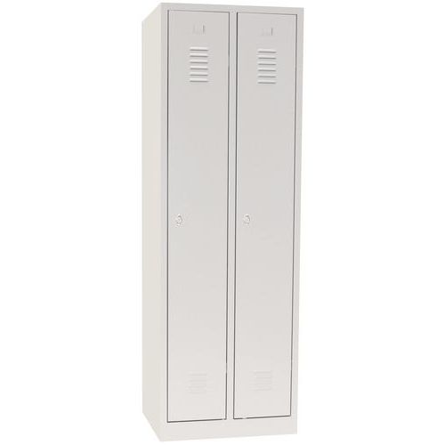 Armadietto ind. pulita 2 scomparti/base grigio + maniglia lucchettabile,