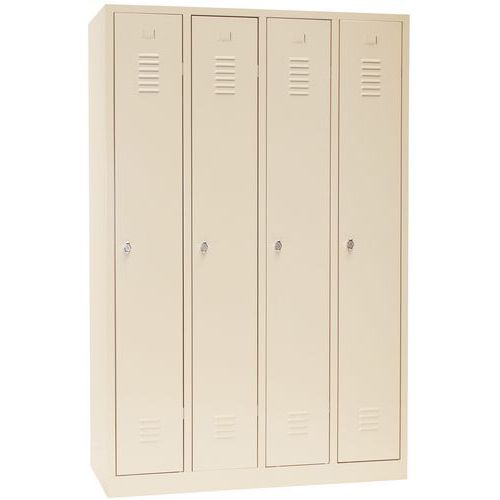 Armadietto ind. pulita 4 scomparti/base beige + maniglia lucchettabile,