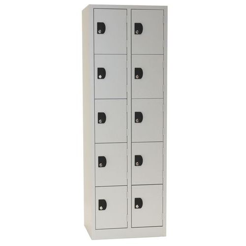 Armadietto a 10 scomparti grigio/grigio - L 600 - Serratura a chiave,