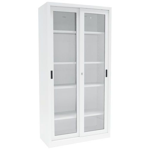 Armadio mono a porte scorrevoli trasparenti H2000xP450 mm grigio L1000x,