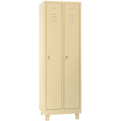 Armadietto ind. pulita 2 scomparti/piedi beige + maniglia lucchettabile,
