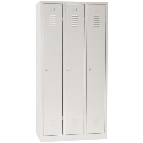 Armadietto ind. pulita 3 scomparti/base grigio + maniglia lucchettabile,