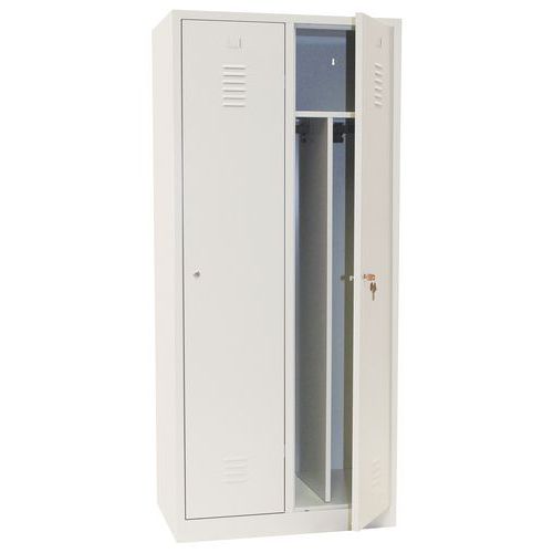 Armadietto IS grigio 2 col da montare, serr a chiave, base,