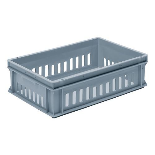 Contenitore da 30 l, pareti forate, fondo pieno, grigio 600 x 400 x 170 mm,