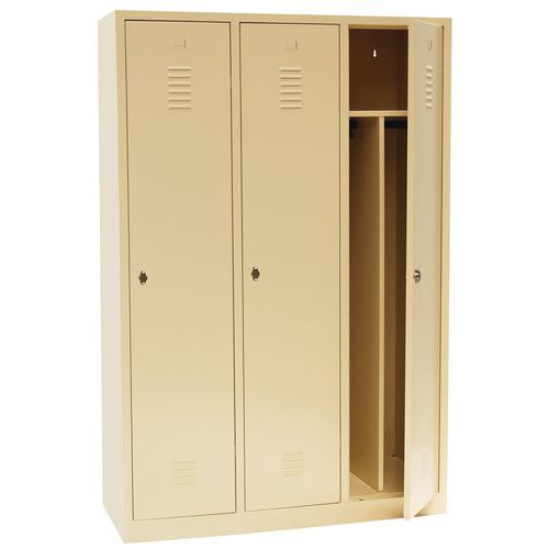 Armadietto ind. sporca 3 scomparti/base beige + maniglia lucchettabile,