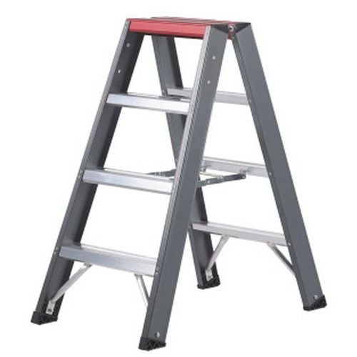 scaletta falco doppio accesso 4 gradini nero alluminio,