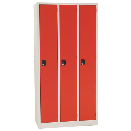 Armadietto 1 anta/3 colonne 900x500x1800 mm grigio/rosso,