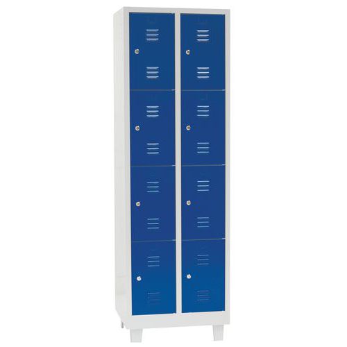 Armadietto multiscomparto/piedi L= 300/2 colonne 4 scomparti/blu,