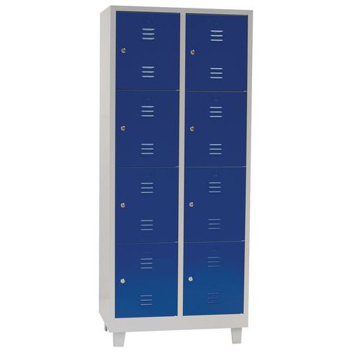 Armadietto multiscomparto/piedi L 400/2 colonne 4 scomparti blu,