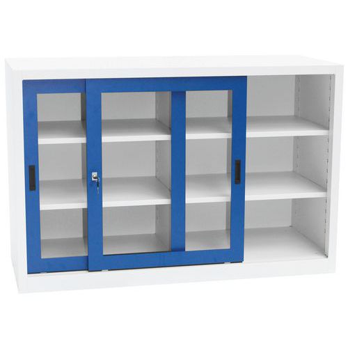 Armadio mono ante scorr.trasp. xH1000xP450 mm gr/blu L1500,