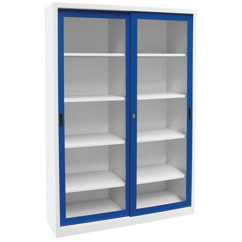 Armadio mono a porte scorrevoli trasparenti xH2000xP650 mm grigio/blu L150,