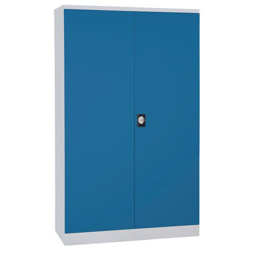 armadio da montare con ante battenti, H 1.950 x P 423 x L 120 - 0 grigio/blu+4 ripiani,