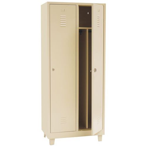 Armadietto ind. sporca 2 scomparti/piedi beige + maniglia lucchettabile,