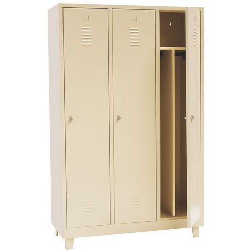Armadietto ind. sporca 3 scomparti/piedi beige + maniglia lucchettabile,