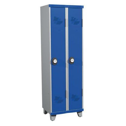 Armadietto mono su piedi IP 2 col. L600x A1915xP500 serratura con codice grigio/blu,