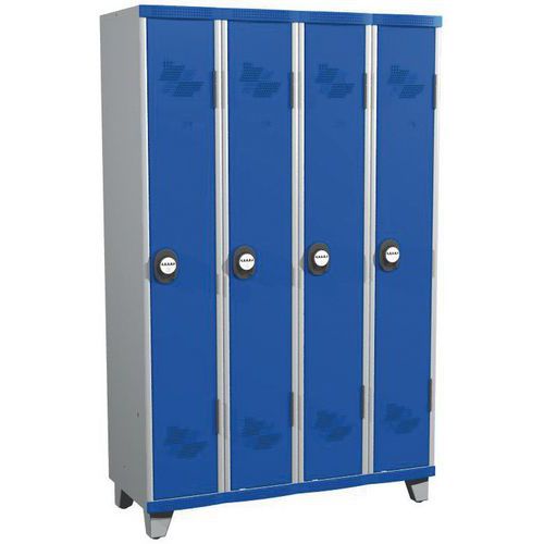 Armadietto mono su piedi IP 4 col. L1200x A1915xP500 serratura con codice grigio/blu,