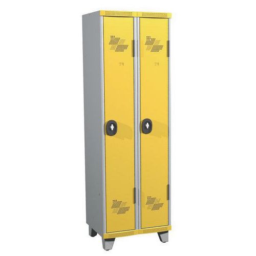 Armadietto mono su piedi IP 2 col. L600x A1915xP500 lucchetto grigio/giallo,
