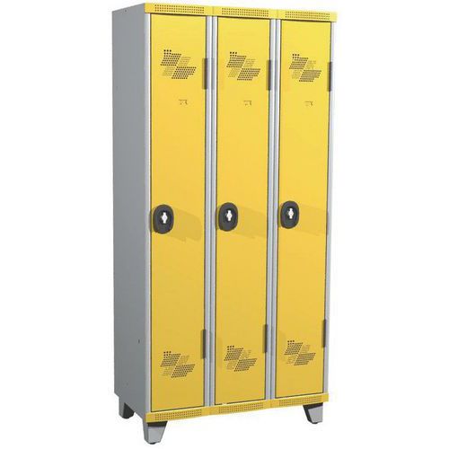 Armadietto mono su piedi IP 3 col. L900x A1915xP500 lucchetto grigio/giallo,