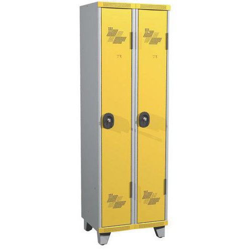 Armadietto mono su piedi IP 2 col. L600x A1915xP500 serratura a chiave grigio/giallo,