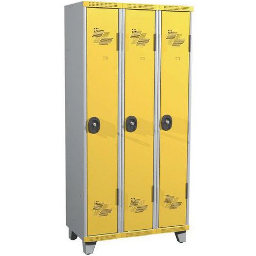 Armadietto mono su piedi IP 3 col. L900x A1915xP500 serratura a chiave grigio/giallo,