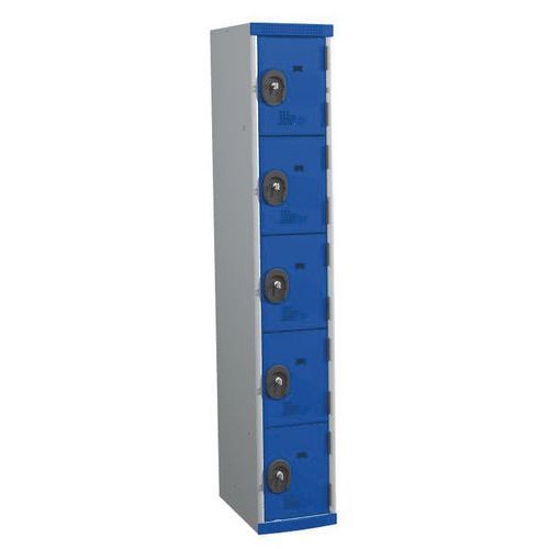 Armadietto 5 scomparti Alt.1800 x Lung.300 mm grigio chiaro/blu serratura a chiave,