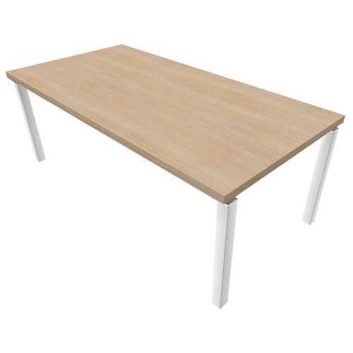 Scrivania diritta PRIM in rovere 200x100 Piedi bianchi,