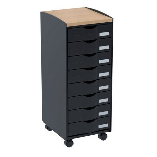 Carrello mobile con 8 cassetti nero Paperflow,