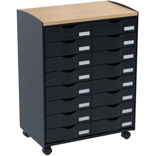 Carrello mobile con 16 cassetti nero Paperflow,
