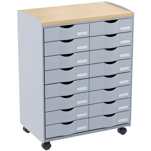 Carrello mobile con 16 cassetti grigio Paperflow,