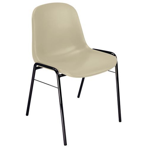 Sedia a guscio gamba nera 55 L Beige chiaro,