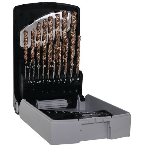 Set da 19 punte perforatrici HSS FUSIO da 1 a 10 mm,