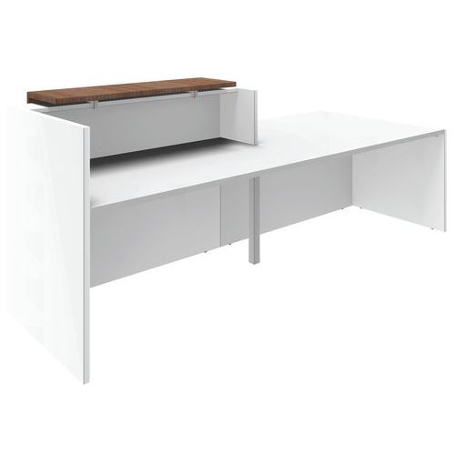 BANCONE CON PARTE SIN. BASSA L 286 cm NOCE/BIANCO,