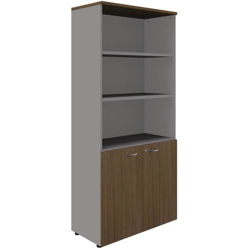 Libreria 2 ante basse altezza 200 cm rovere chiaro,