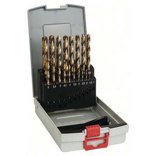 Set da 19 punte perforatrici HSS-Tin 1-10 mm 135°,