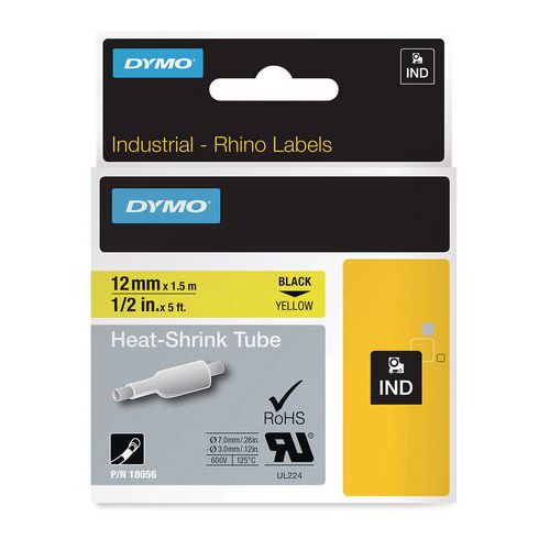 Nastro tubolare Rhino 12 mm Nero/giallo,