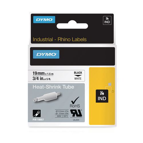 Nastro tubolare Rhino 12 mm Nero/bianco,