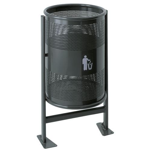 Cestino da esterno grafite 60 l su supporto,
