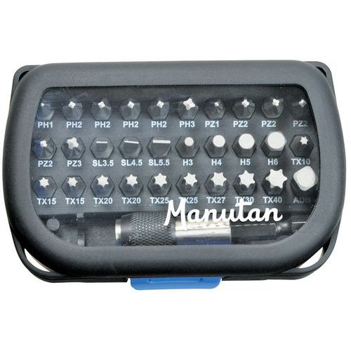 Cofanetto di 31 punte + porta-punte - Manutan