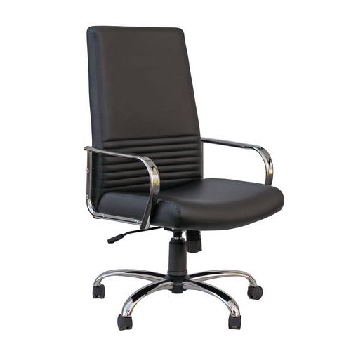 Poltrona direz, acciaio nero Schienale basso Pelle nera,