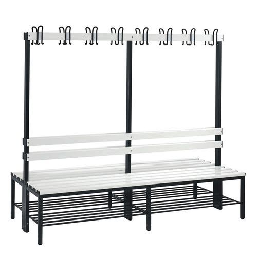 Panca appendiabiti PVC due lati con schienale+griglia L1960,