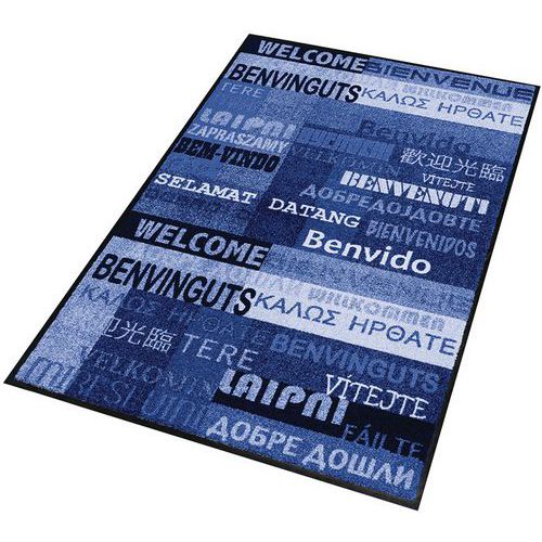 Tappeto da ingresso decorativo NewWelcome blu 600x900x6mm,