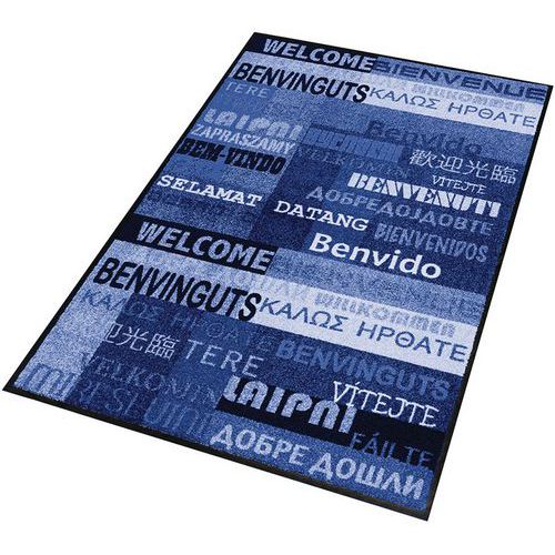 Tappeto da ingresso decorativo NewWelcome blu 900x1500x6mm,