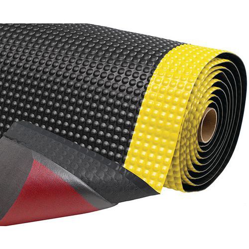 Tappeto antifatica a bolle nero/giallo 910x3000x19 mm,